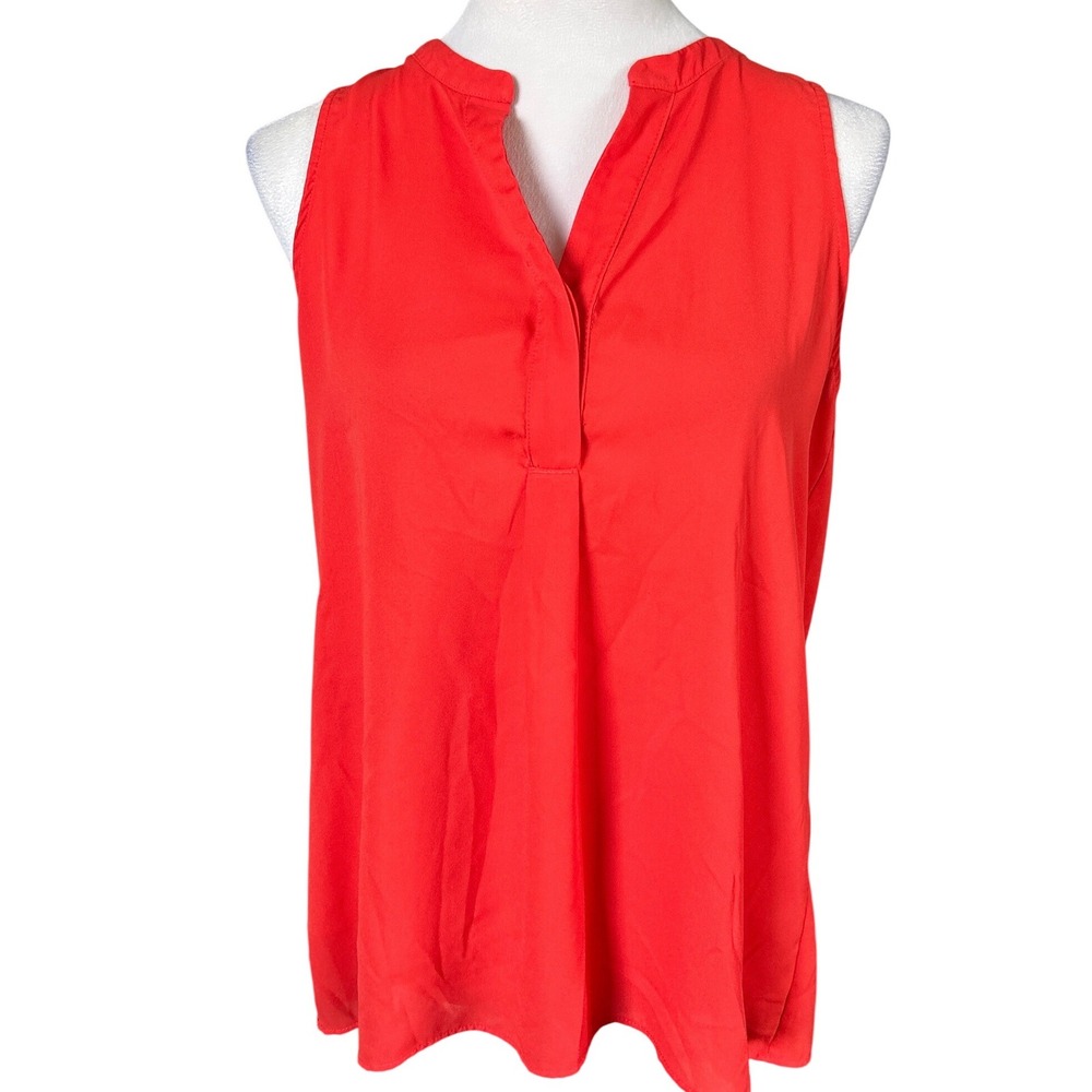 Emma & Olivia Sleeveless Blouse Women Pleated Split Neck‎ High Low M